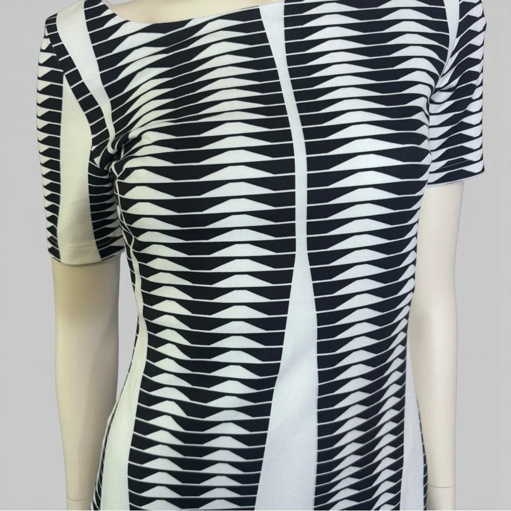 La Pateau Black and White‎ Geometric Patterned Body Con Dress S/M